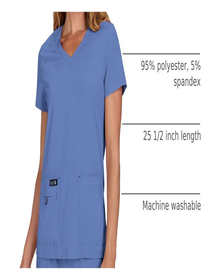 كوي بلوزة طبية نسائية من KOI Basics Becca، بأربعة جيوب، قابلة للتمدد، لون أزرق سماوي، مقاس متوسط - Image 4